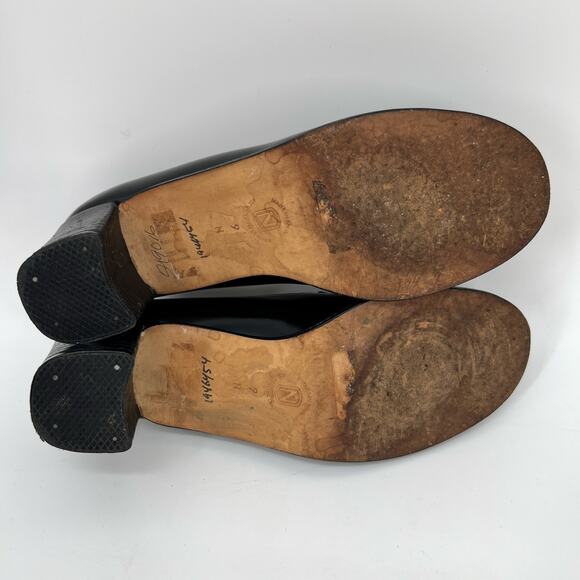 Vtg 90s Classiques Entier Peep Toe Pump Womens 9 N Black Leather Block Heel Shoe - Picture 7 of 10